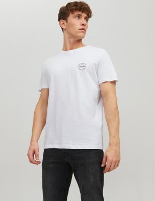 mens jack & jones pure cotton crew neck t-shirt - white