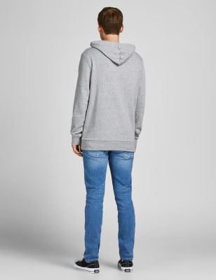 

Mens JACK & JONES Pure Cotton Hoodie - Grey, Grey