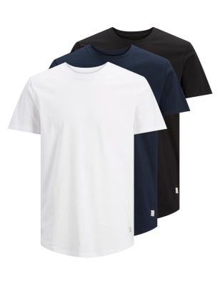 

JACK & JONES Pack de 3 camisetas 100% algodón de escote cerradoMens - Multi, Multi