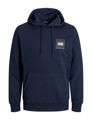 

Mens JACK & JONES Cotton Rich Hoodie - Navy Mix, Navy Mix