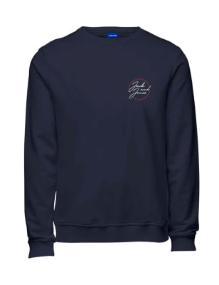 

JACK & JONES Sudadera de algodón con escote cerradoMens - Navy Mix, Navy Mix