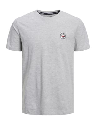 

Mens JACK & JONES Pure Cotton Crew Neck T-Shirt - Grey Mix, Grey Mix