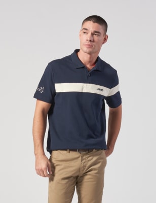 64 Pure Cotton Striped Polo Shirt