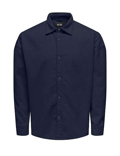 only & sons corduroy overshirt - navy, navy