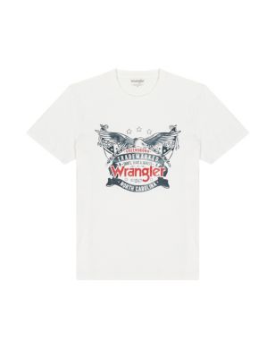 Pure Cotton Logo Graphic Crew Neck T-Shirt | Wrangler | M&S