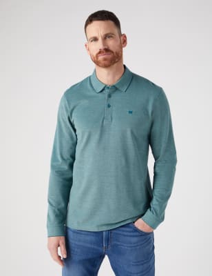 Pure Cotton Long Sleeve Polo Shirt