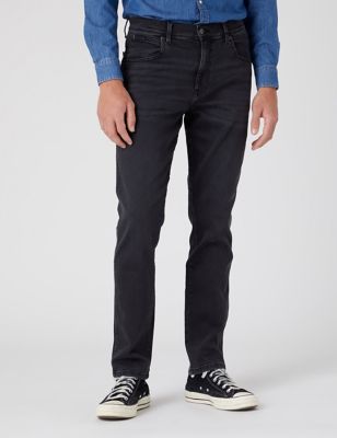 Wrangler Mens Slim Fit 5 Pocket Jeans - 3032 - Black, Black