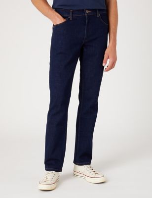 Wrangler Mens Straight Fit 5 Pocket Jeans - 3032 - Blue Denim, Blue Denim