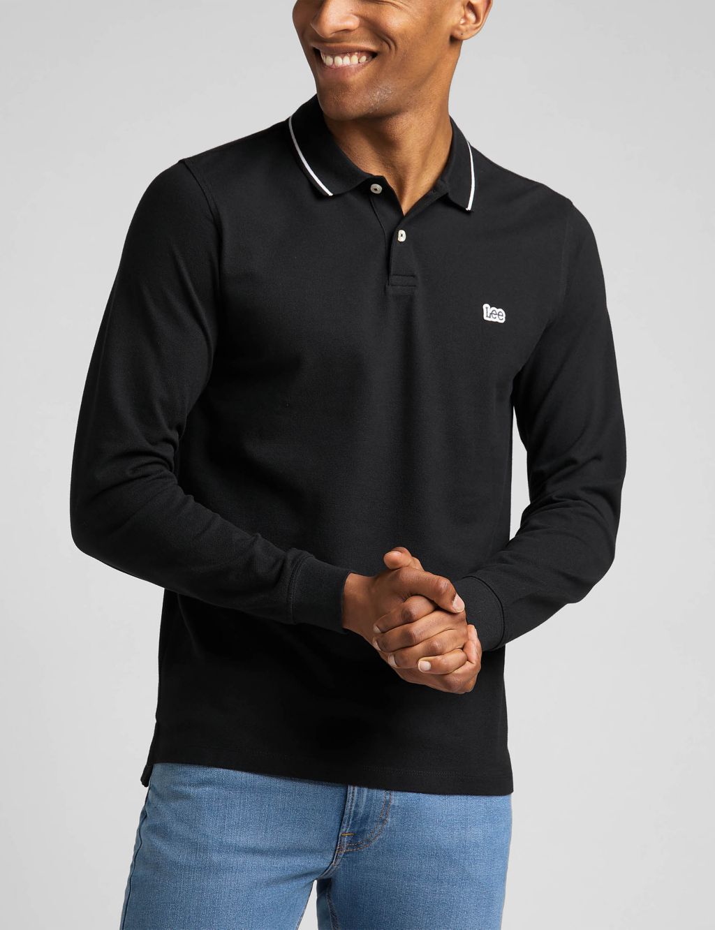 Pure Cotton Pique Long Sleeve Polo Shirt image 1