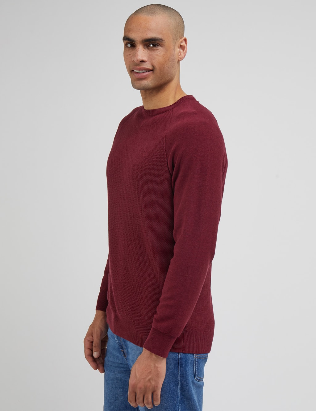 Pure Cotton Textured Crew Neck Jumper image 6