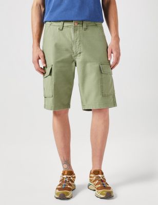 Wrangler Men's Pure Cotton Cargo Shorts - 30 - Green, Green