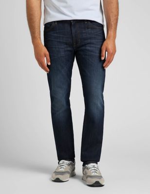 Lee Men's Straight Fit 5 Pocket Stretch Jeans - 3034 - Blue Denim, Blue Denim