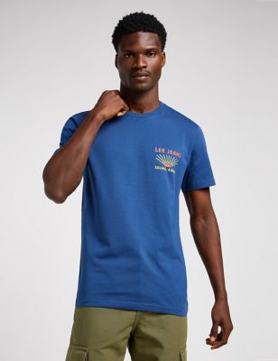 Lee Mens Pure Cotton Logo Graphic T-Shirt - M - Blue Mix, Blue Mix