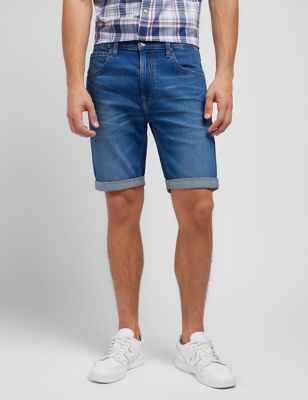 Lee Mens 5 Pocket Denim Shorts - 32 - Blue Denim, Blue Denim
