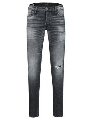 M&S Jack & Jones Mens Slim Fit 5 Pocket Ripped Jeans