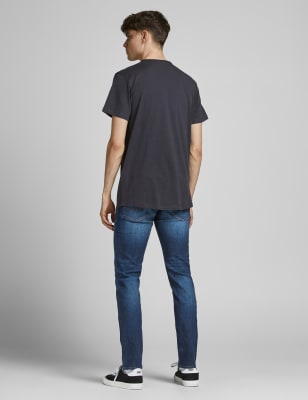 

Mens JACK & JONES Slim Fit 5 Pocket Jeans - Blue Denim, Blue Denim