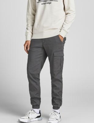 

Mens JACK & JONES Slim Fit Cargo Trousers - Grey Mix, Grey Mix