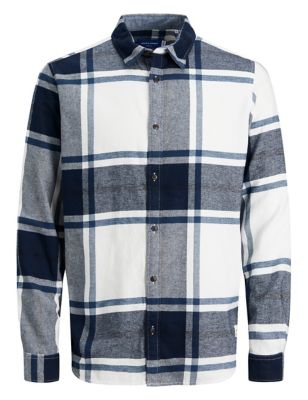 M&S Jack & Jones Mens Pure Cotton Check Flannel Shirt