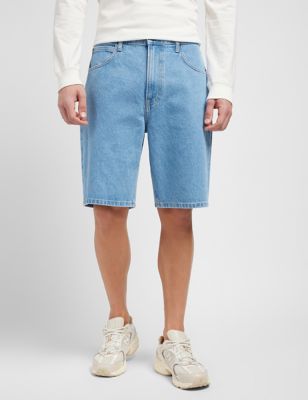 Lee Mens Asher Pure Cotton Denim Shorts - 38 - Light Blue, Light Blue