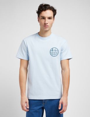 Lee Mens Pure Cotton Crew Neck T-Shirt - Light Blue, Light Blue