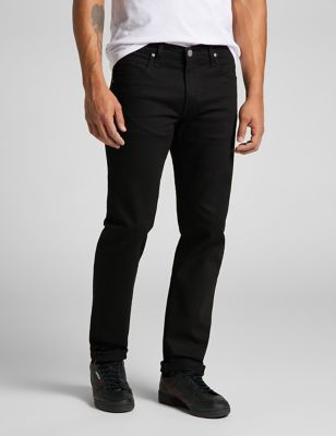 Lee Mens Daren Regular Straight Fit Jeans - 3032 - Black Denim, Black Denim,Dark Blue Denim
