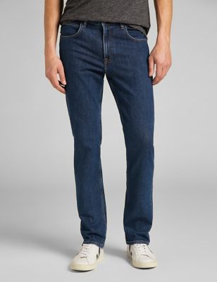 Lee Mens Brooklyn Straight Fit Jeans - 3032 - Dark Blue Denim, Dark Blue Denim,Med Blue Denim