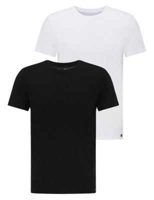 Lee Mens 2pk Pure Cotton Crew Neck T-Shirts - L - Black/White, Black/White