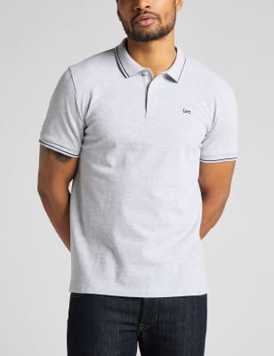 Pure Cotton Pique Tipped Polo Shirt