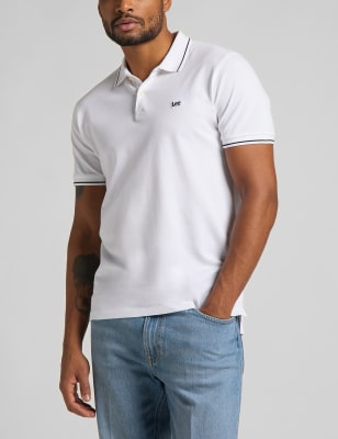 Pure Cotton Pique Tipped Polo Shirt