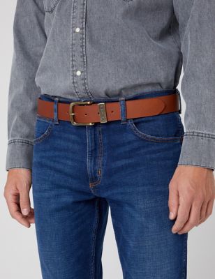Wrangler Mens Leather Stitch Detail Belt - 37.5 - Brown, Brown,Black