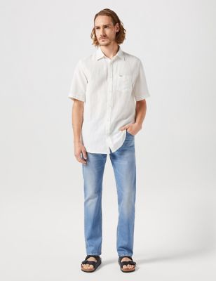 Wrangler Mens Linen Rich Shirt - M - White, White