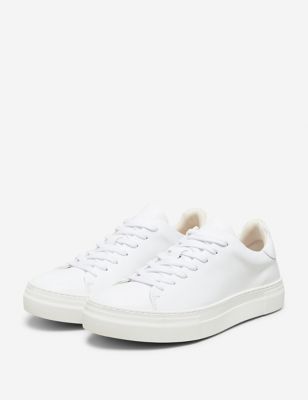 M&S Selected Homme Mens Leather Lace-Up Trainers