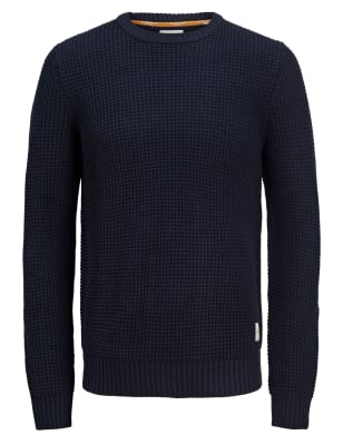 

Mens JACK & JONES Strukturierter Pullover mit Rundhalsausschnitt - Navy, Navy