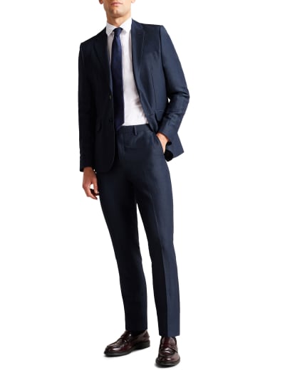 Slim Fit Linen Rich Lightweight Trousers