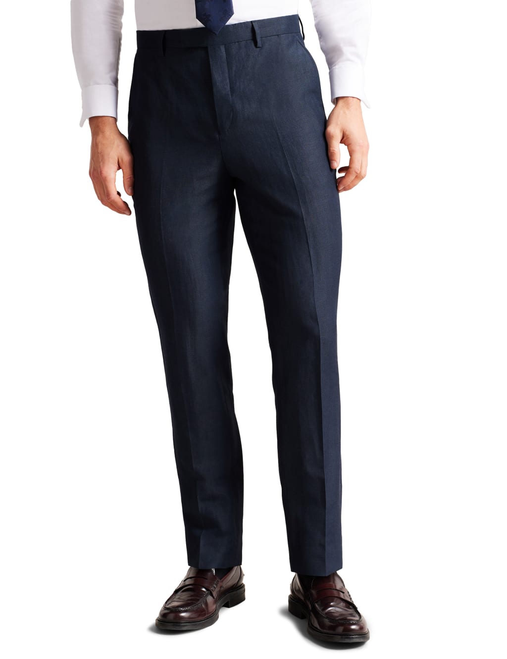Slim Fit Linen Rich Lightweight Trousers image 2