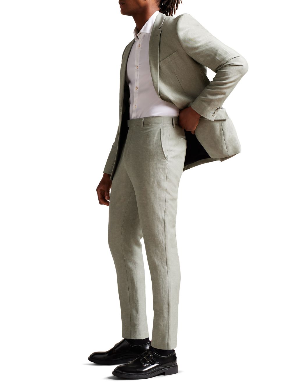 Slim Fit Linen Rich Lightweight Trousers image 1