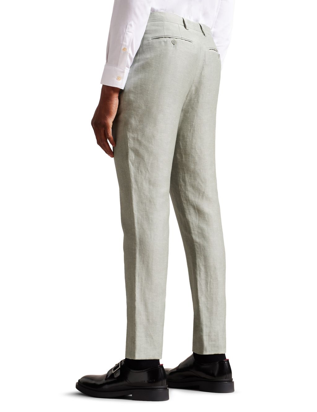 Slim Fit Linen Rich Lightweight Trousers image 4