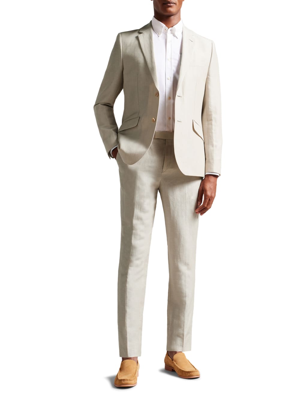 Slim Fit Linen Rich Lightweight Trousers image 1