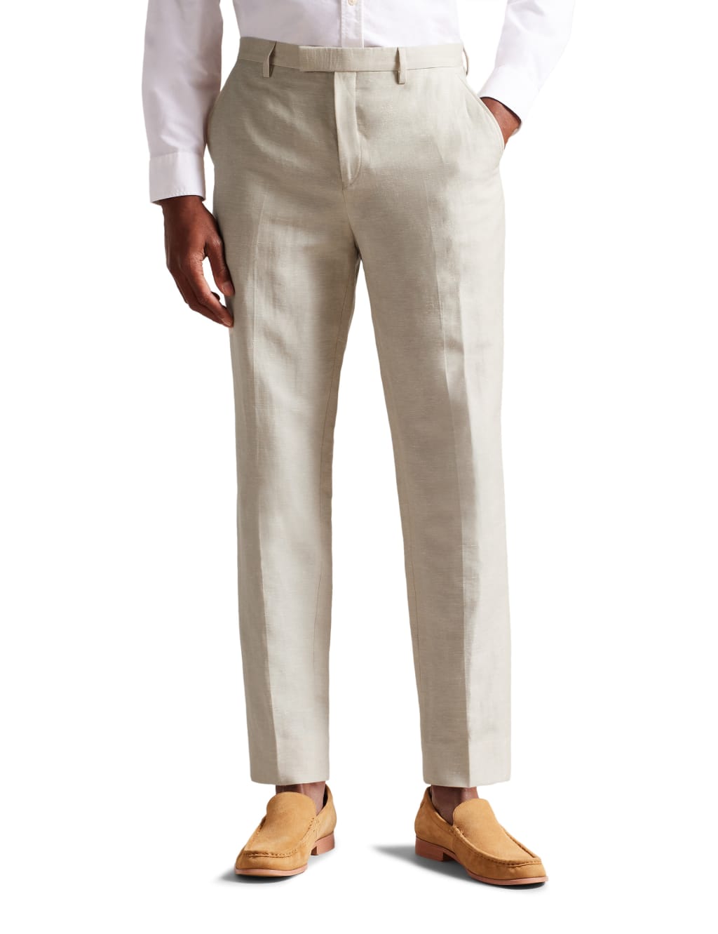 Slim Fit Linen Rich Lightweight Trousers image 2