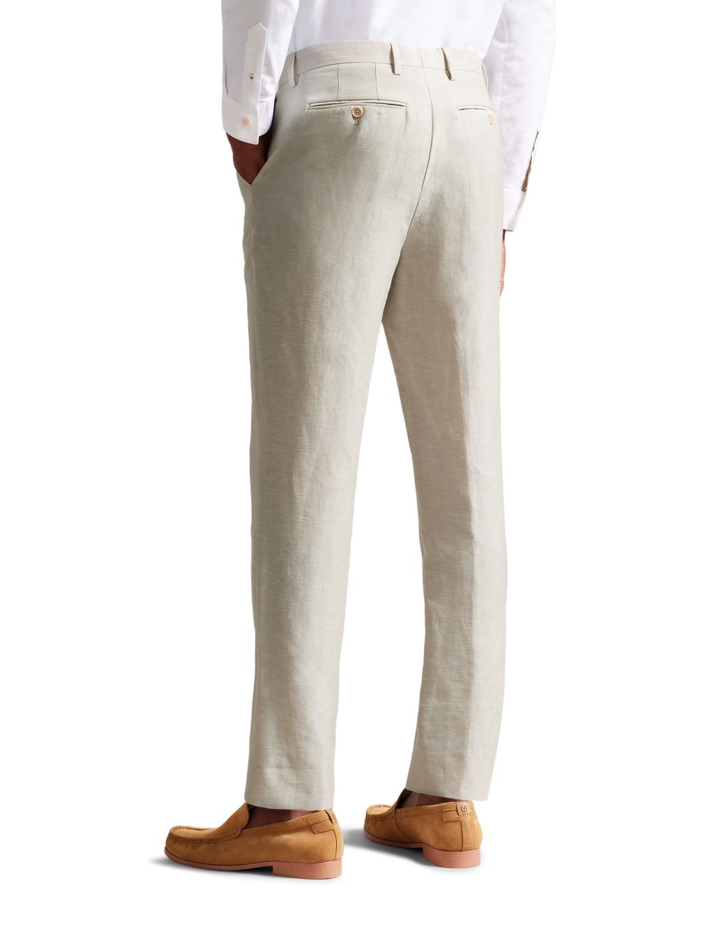 Slim Fit Linen Rich Lightweight Trousers image 4