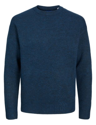 

Mens JACK & JONES Crew Neck Jumper - Navy Mix, Navy Mix
