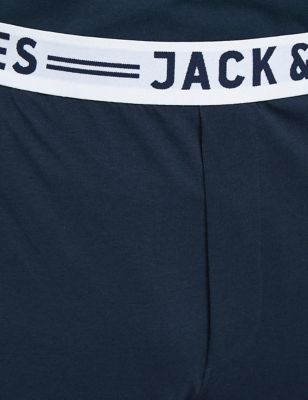 Jack & Jones Mens Pure Cotton Pyjama Set - XL - Navy Mix, Navy Mix,Black Mix