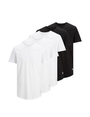 Jack & Jones Mens 5pk Organic Cotton Crew Neck T-Shirts - M - Multi, Multi