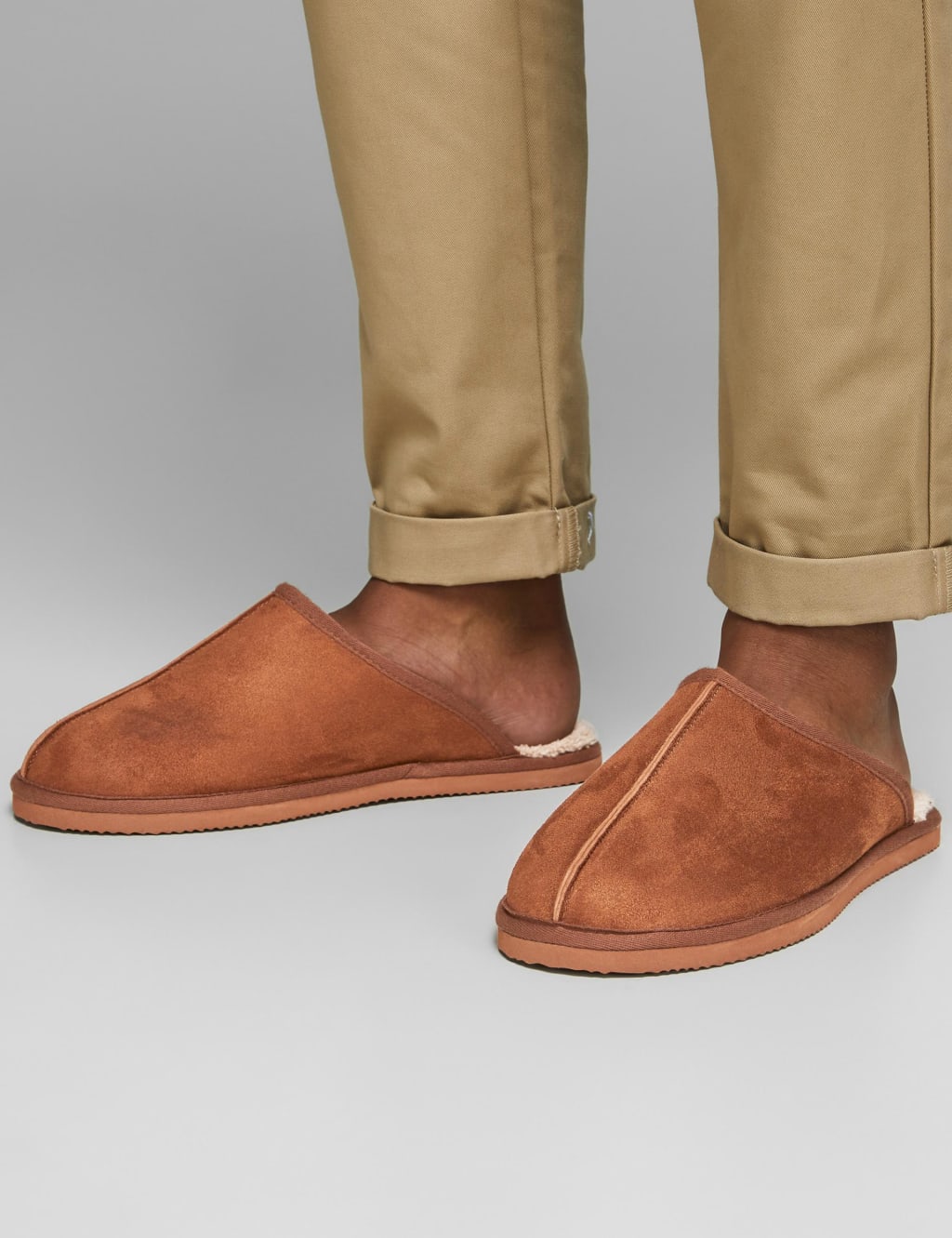 Faux Suede Fleece Lined Mule Slippers image 4