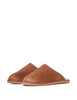 Faux Suede Fleece Lined Mule Slippers
