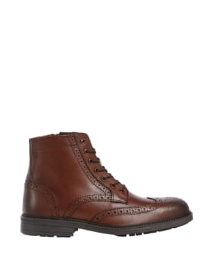 Leather Brogue Casual Boots