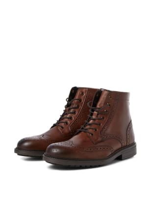 Leather Brogue Casual Boots