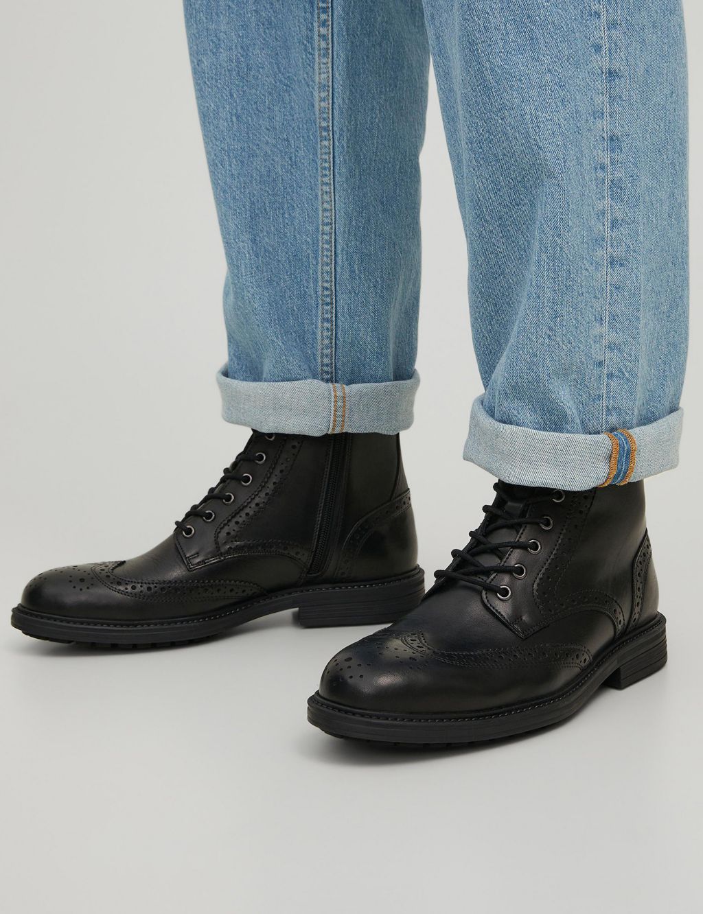 Leather Brogue Casual Boots image 7