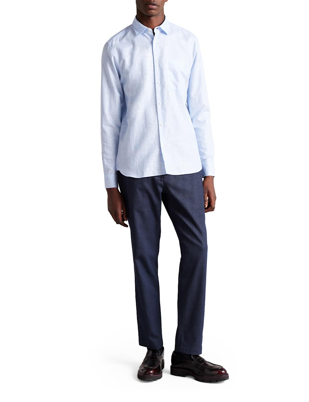 Regular Fit Linen Rich Oxford Shirt image 1