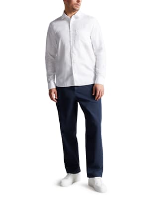Regular Fit Linen Rich Oxford Shirt